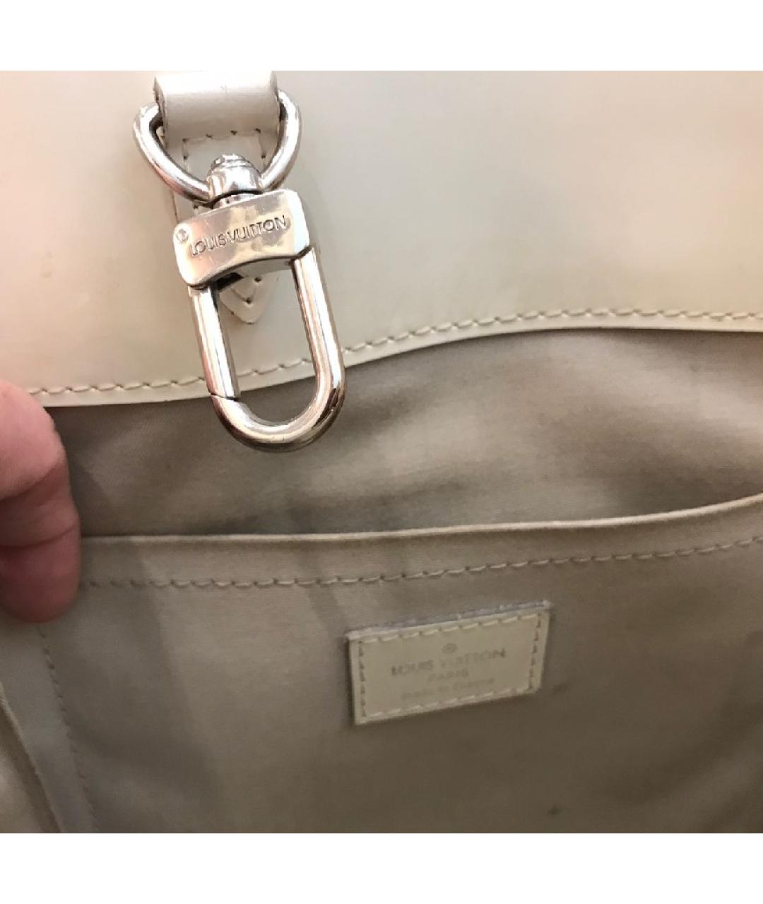 LOUIS VUITTON Белая кожаная сумка с короткими ручками, фото 8