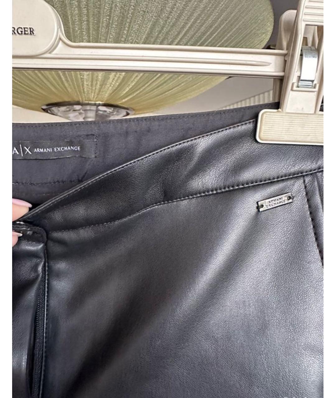ARMANI EXCHANGE Черные полиэстеровые брюки широкие, фото 2