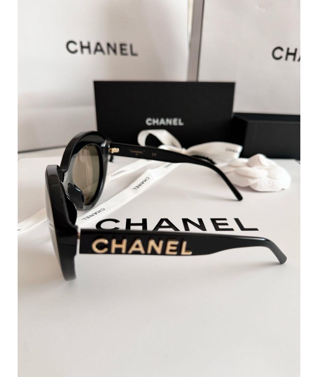 CHANEL Золотые пластиковые солнцезащитные очки, фото 3