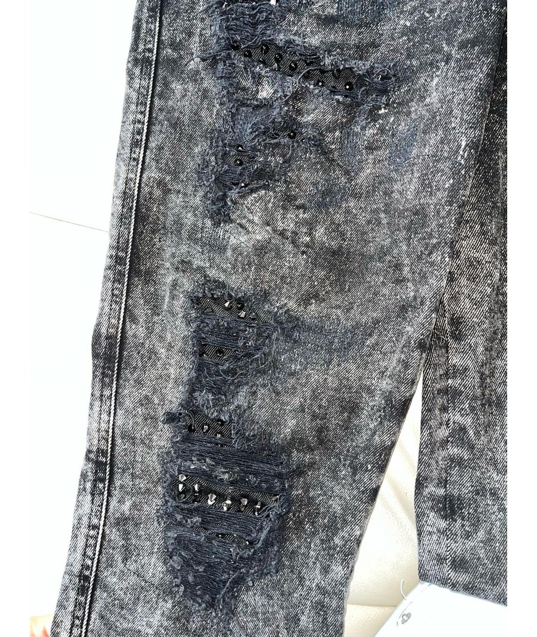 PHILIPP PLEIN Серые хлопковые прямые джинсы, фото 3
