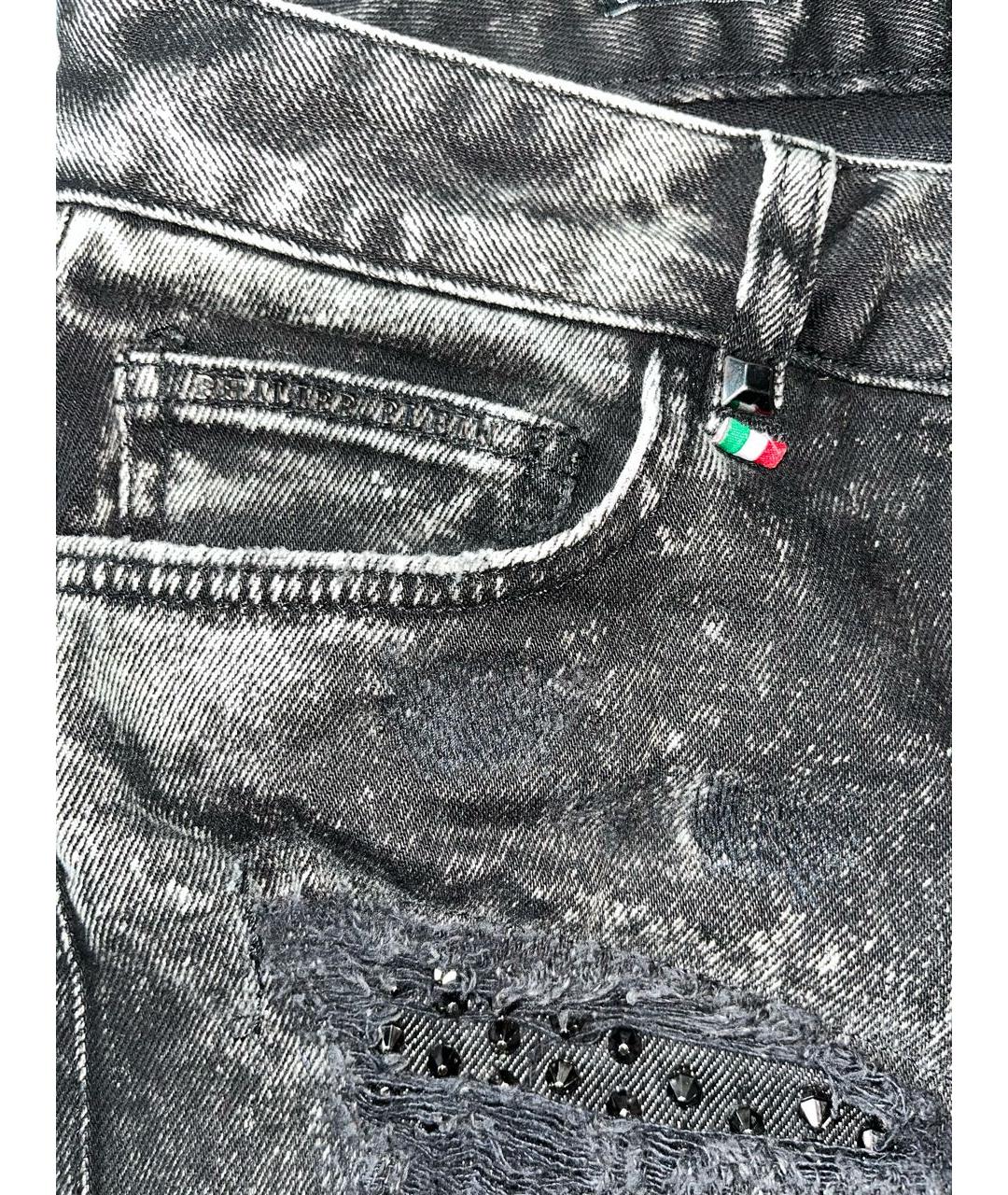 PHILIPP PLEIN Серые хлопковые прямые джинсы, фото 4