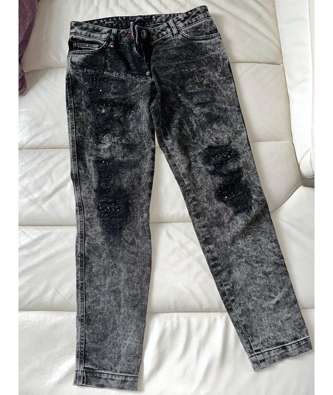 PHILIPP PLEIN Серые хлопковые прямые джинсы, фото 8