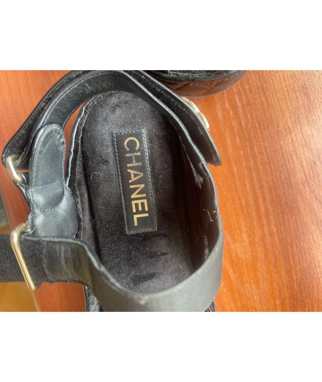 CHANEL PRE-OWNED Черные кожаные сандалии, фото 8