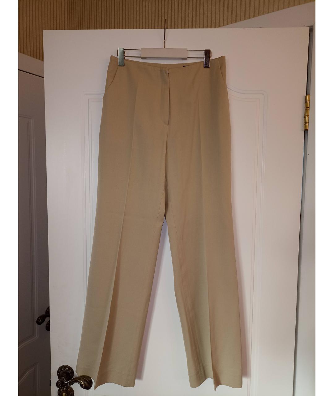 BURBERRY Бежевые шерстяные прямые брюки, фото 5