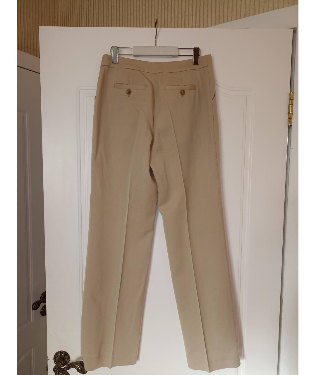 BURBERRY Бежевые шерстяные прямые брюки, фото 2
