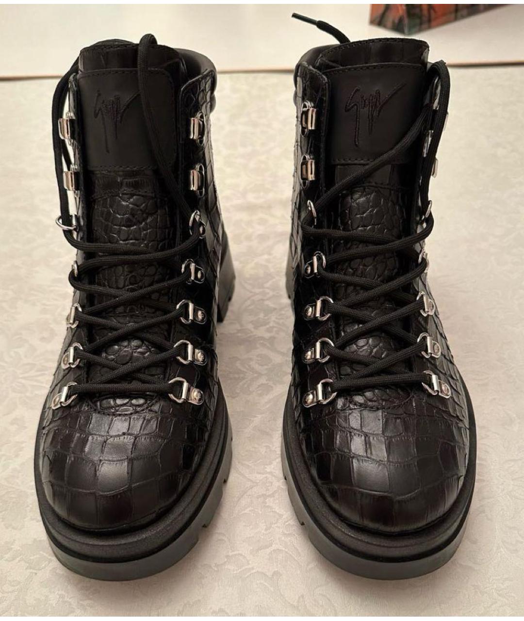 GIUSEPPE ZANOTTI DESIGN Черные кожаные высокие ботинки, фото 7