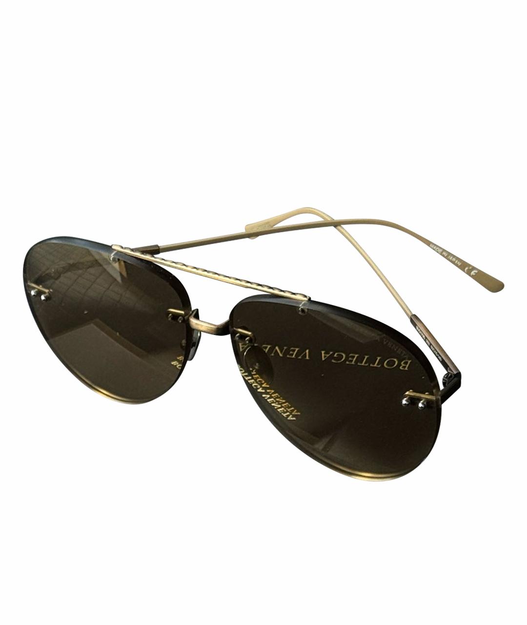 BOTTEGA VENETA Коричневые металлические солнцезащитные очки, фото 1