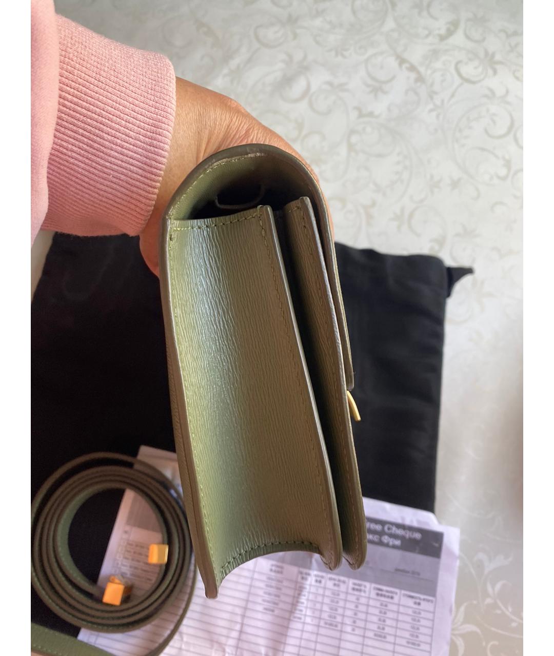 CELINE Зеленая кожаная сумка через плечо, фото 5