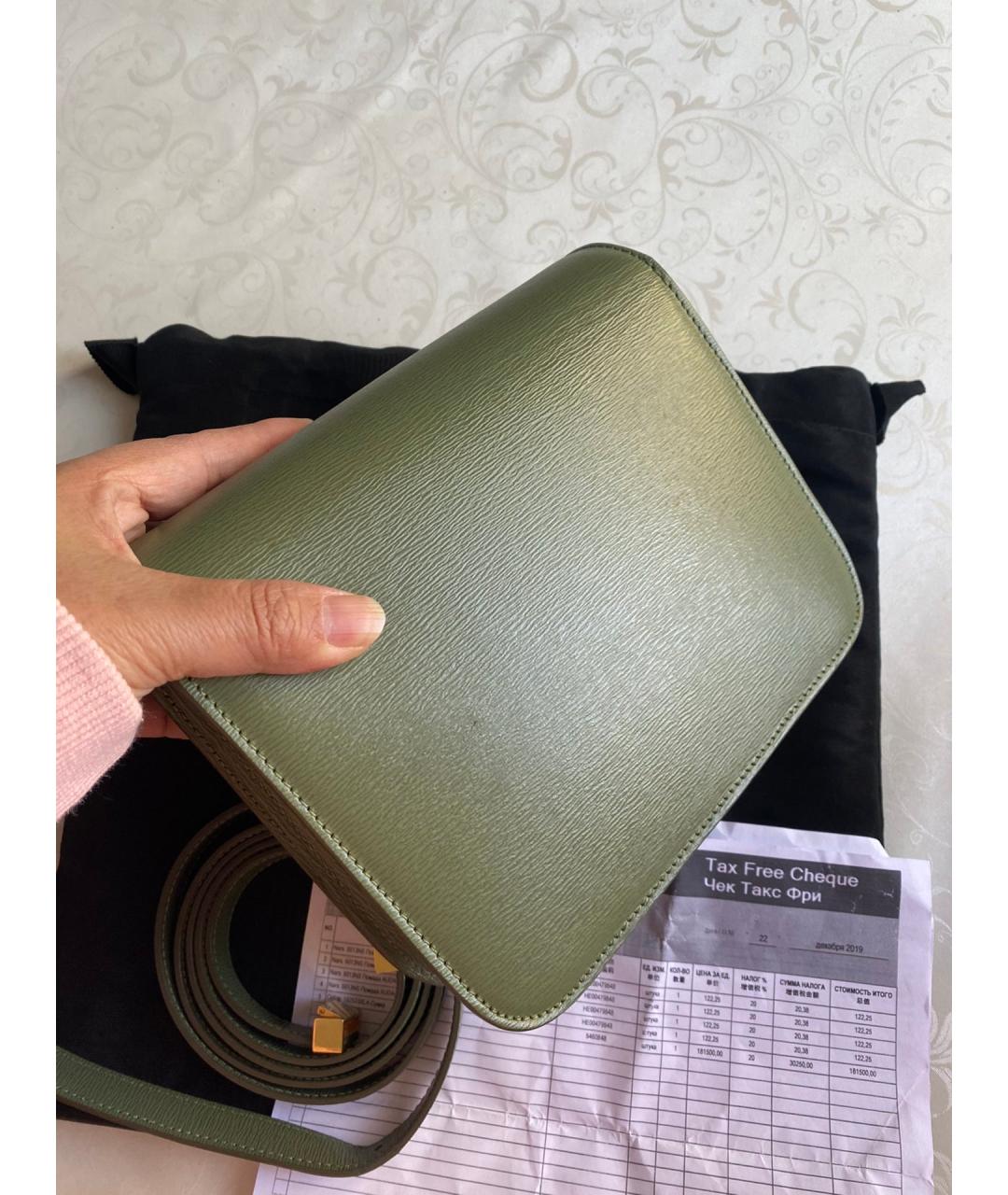 CELINE Зеленая кожаная сумка через плечо, фото 3