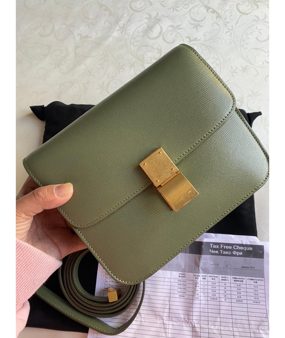 CELINE Зеленая кожаная сумка через плечо, фото 2