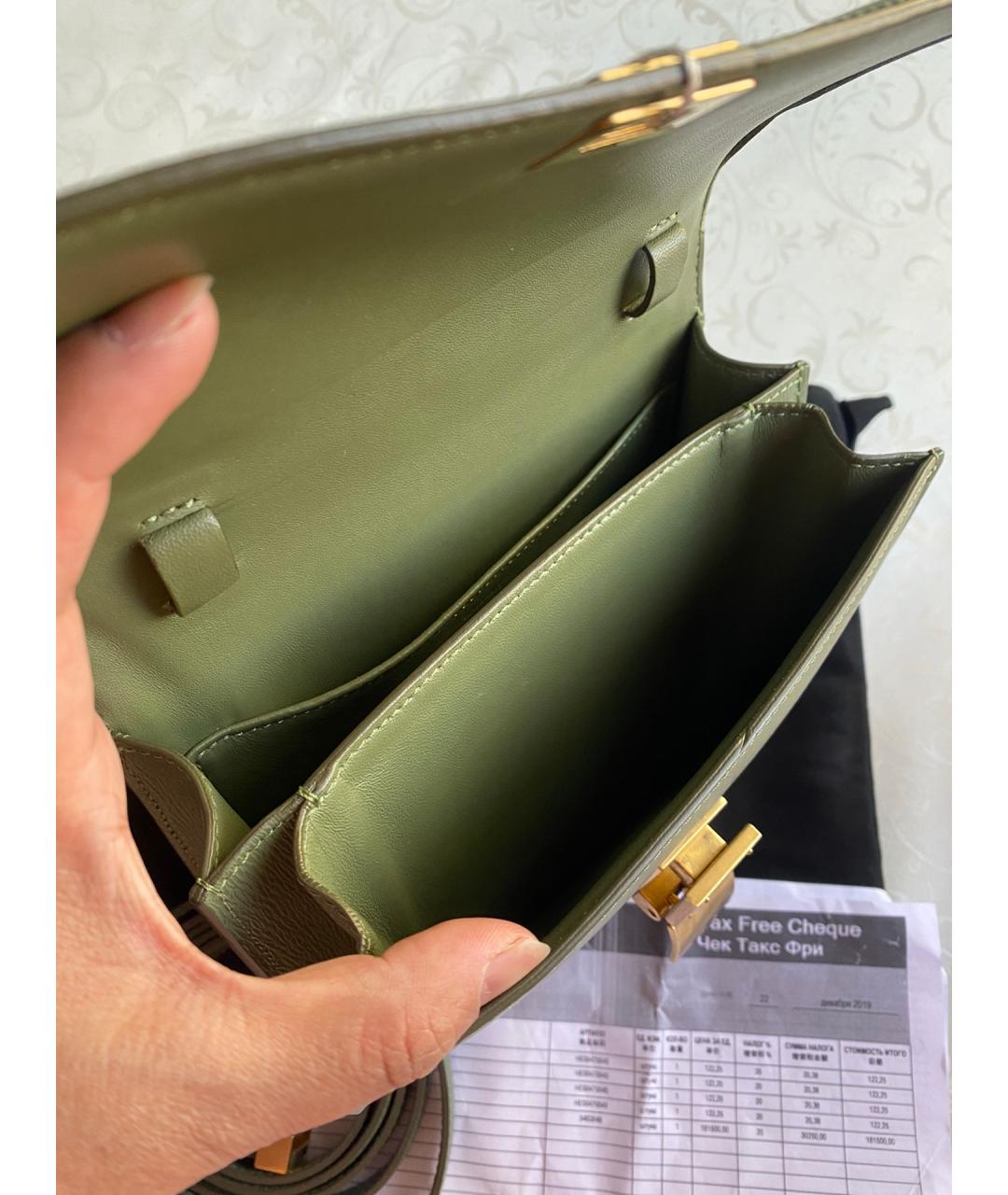 CELINE Зеленая кожаная сумка через плечо, фото 6