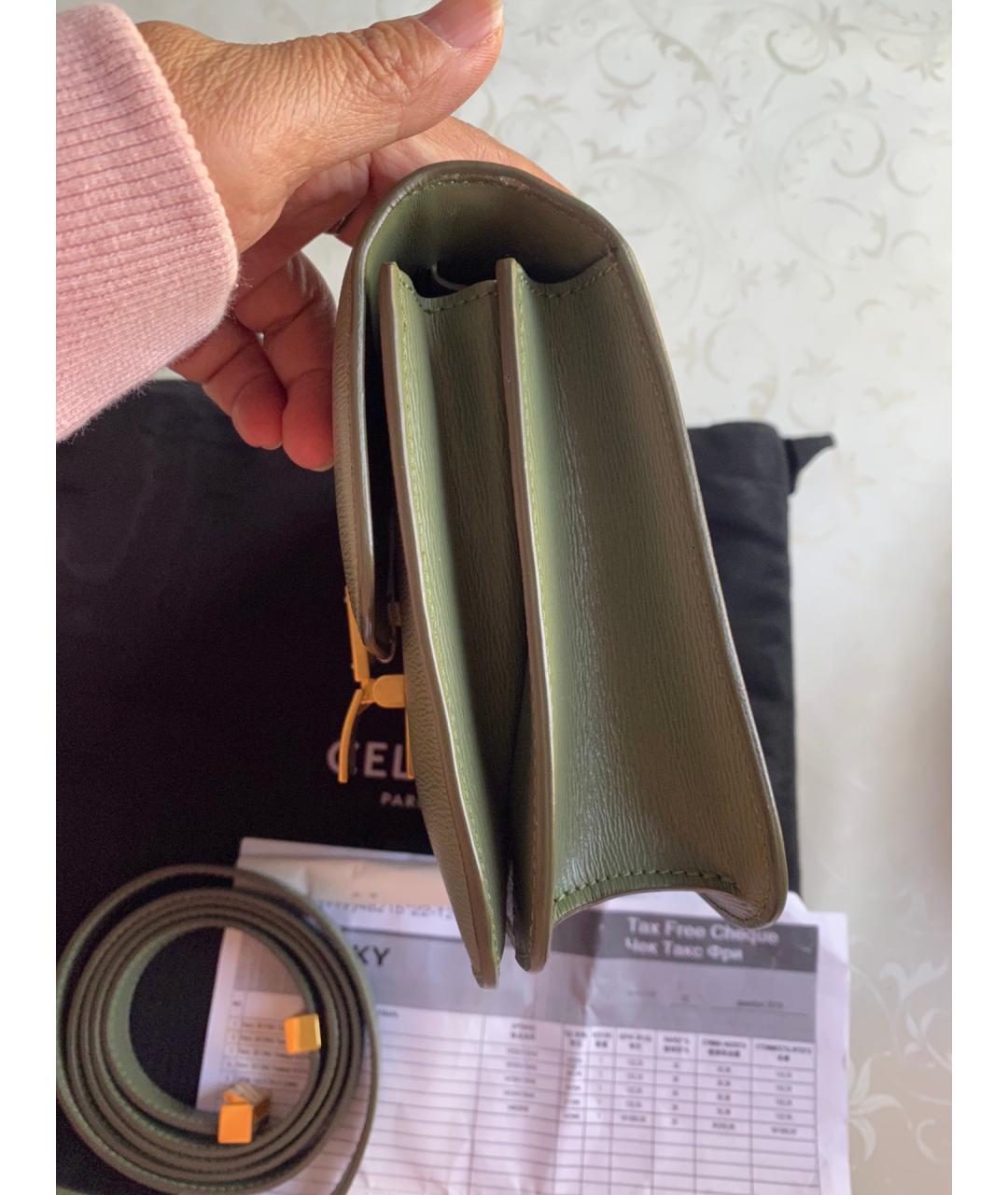 CELINE Зеленая кожаная сумка через плечо, фото 4