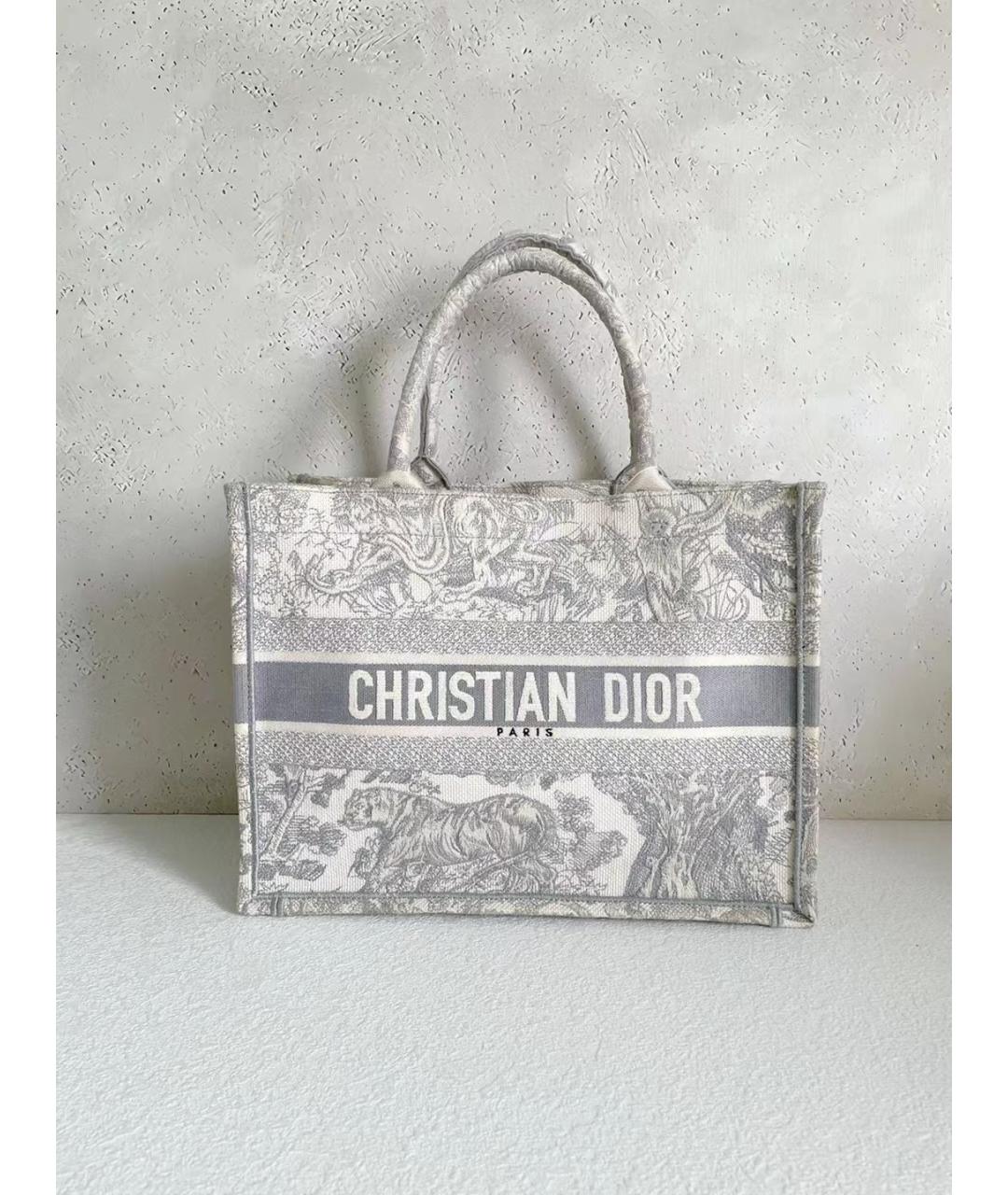 CHRISTIAN DIOR Серая жаккардовая сумка с короткими ручками, фото 9