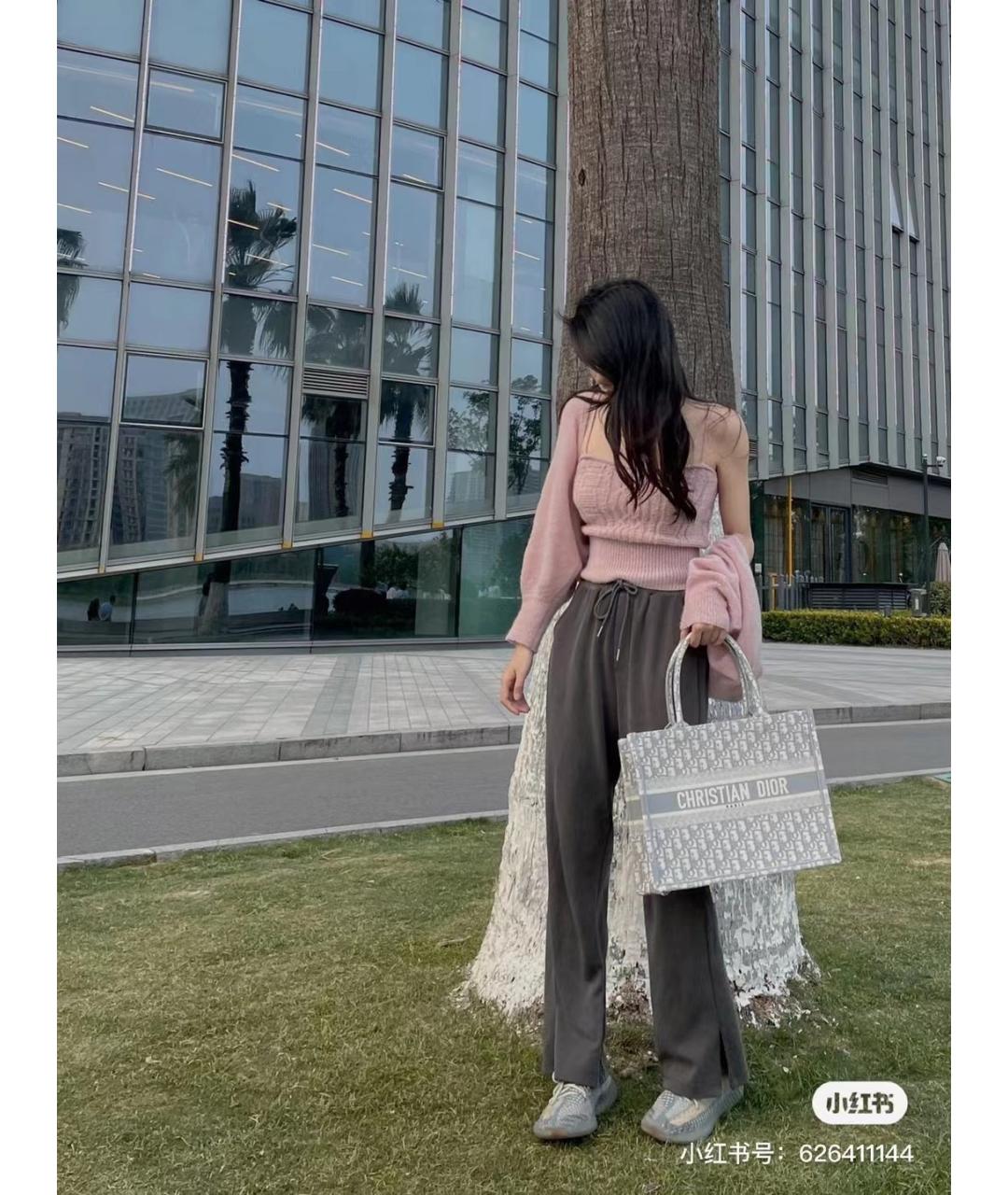 CHRISTIAN DIOR Серая жаккардовая сумка с короткими ручками, фото 7