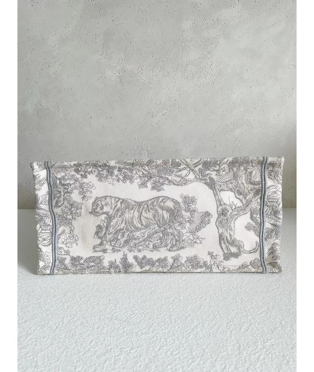 CHRISTIAN DIOR Серая жаккардовая сумка с короткими ручками, фото 5