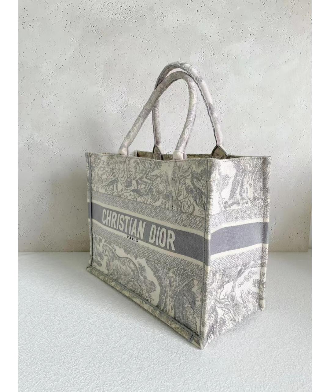 CHRISTIAN DIOR Серая жаккардовая сумка с короткими ручками, фото 4