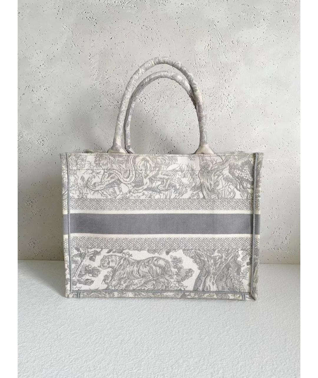 CHRISTIAN DIOR Серая жаккардовая сумка с короткими ручками, фото 3