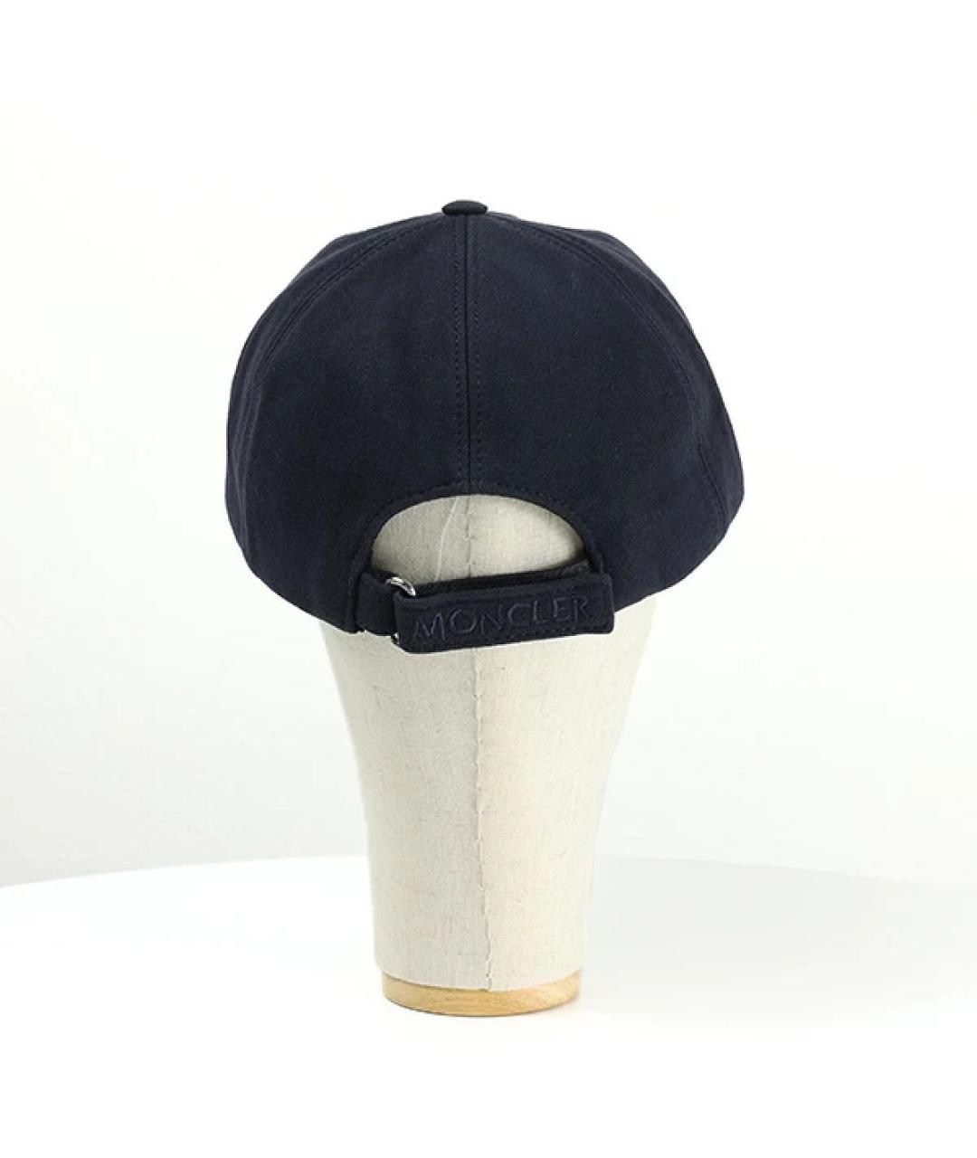 MONCLER Темно-синяя хлопковая кепка/бейсболка, фото 3