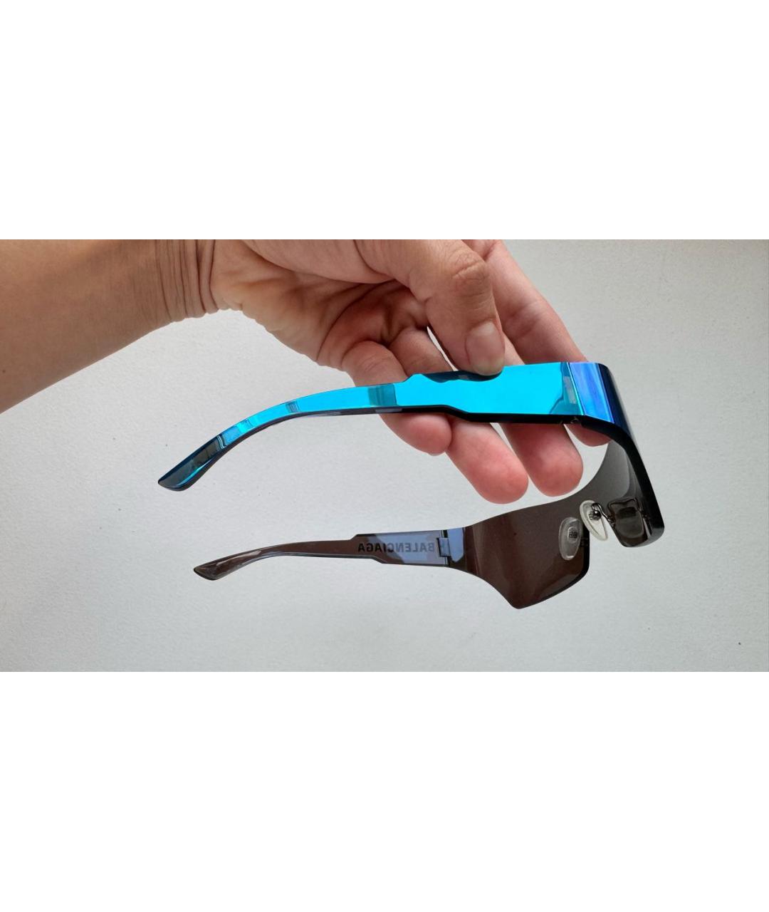 BALENCIAGA Синие пластиковые солнцезащитные очки, фото 6