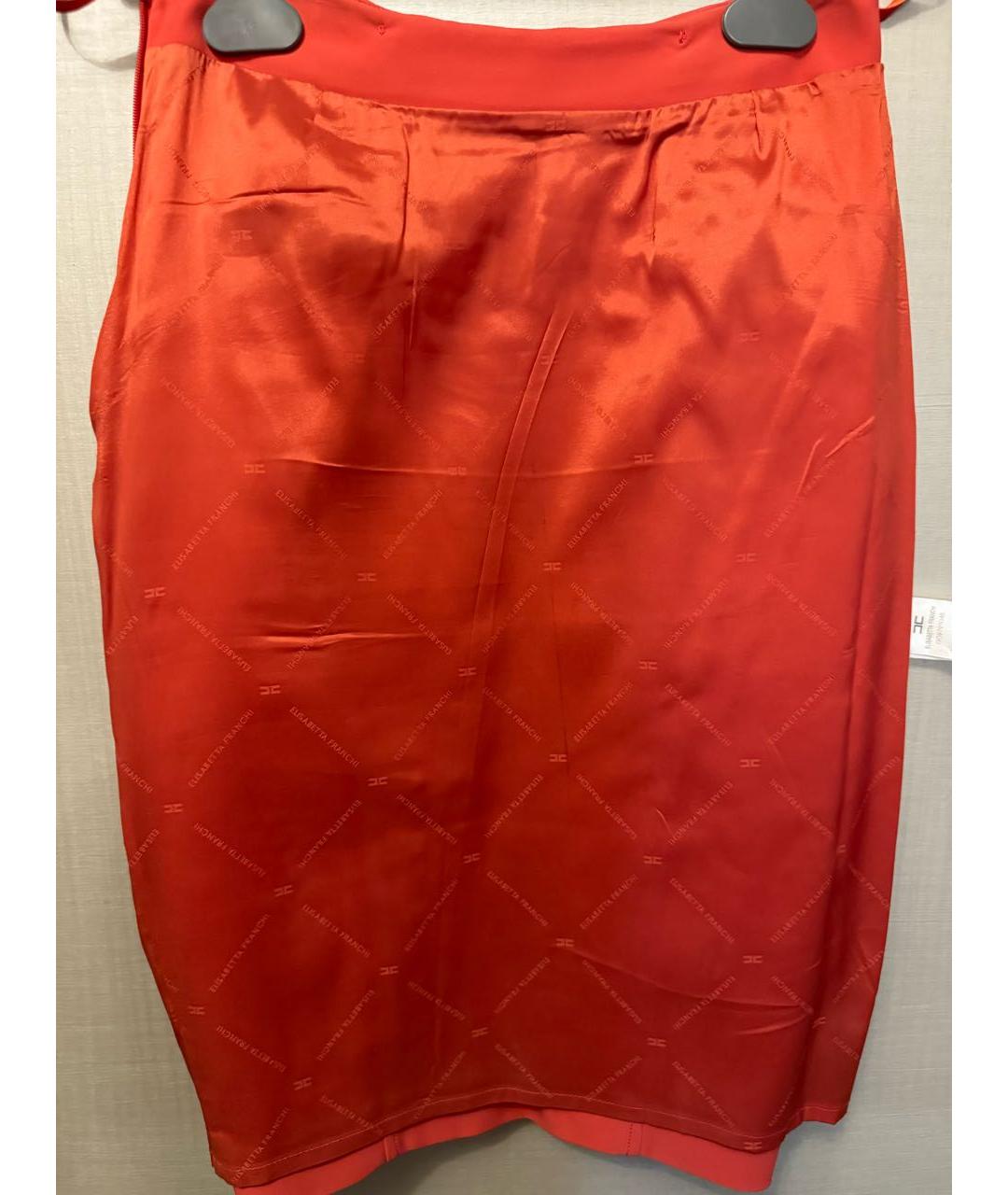 ELISABETTA FRANCHI Коралловая полиэстеровая юбка миди, фото 3