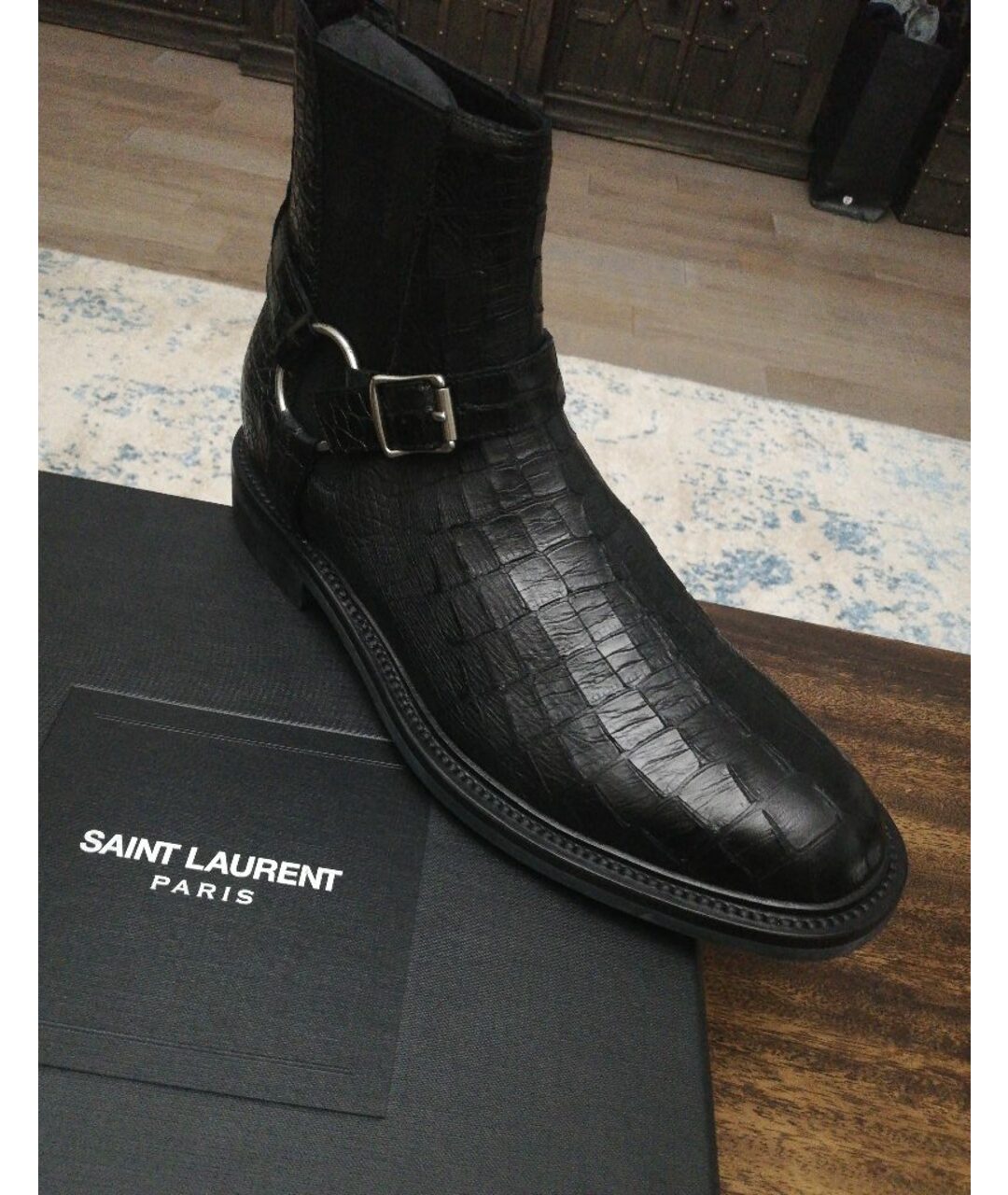 SAINT LAURENT Черные кожаные низкие ботинки, фото 8