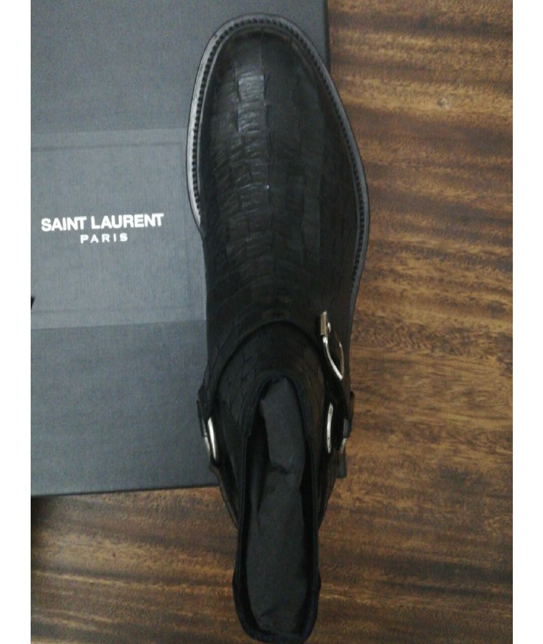 SAINT LAURENT Черные кожаные низкие ботинки, фото 6