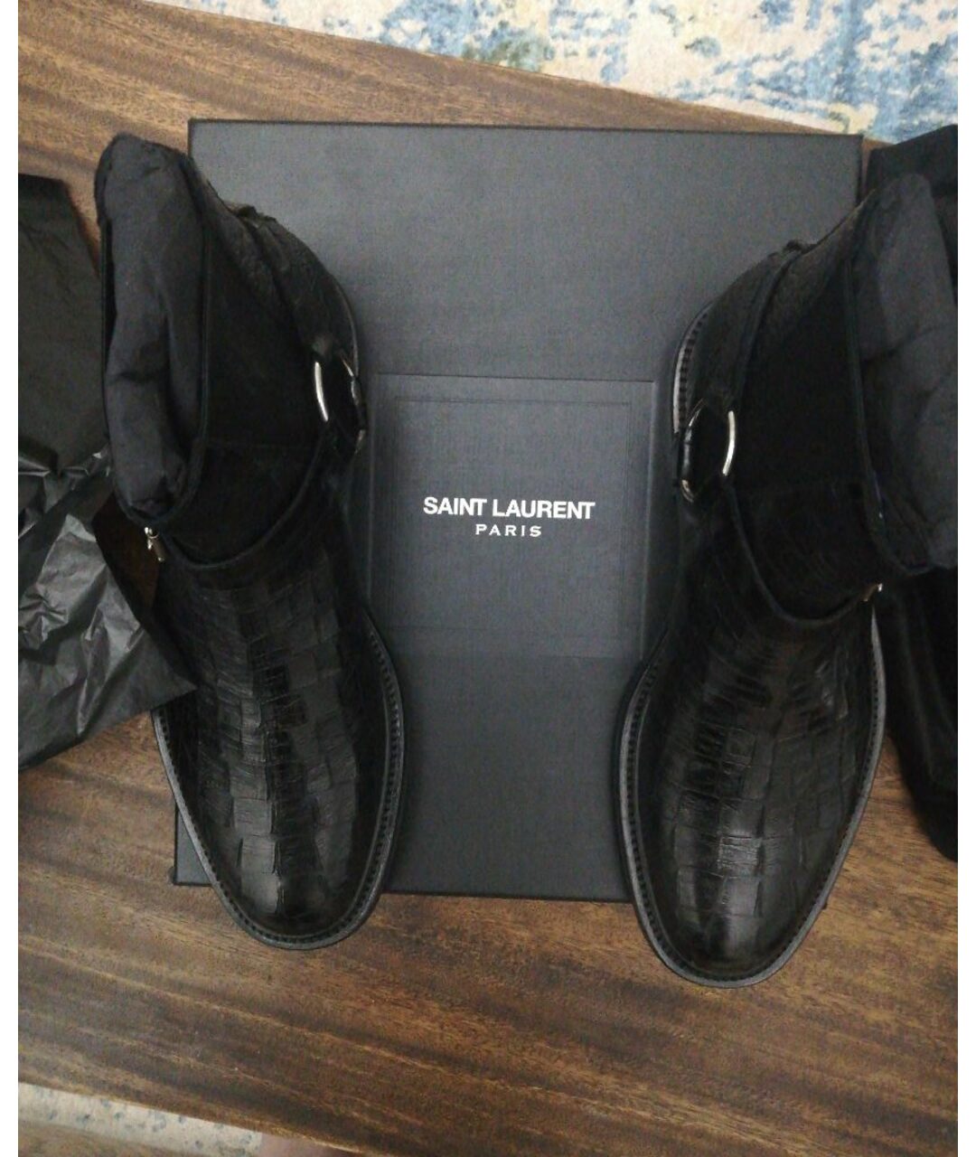 SAINT LAURENT Черные кожаные низкие ботинки, фото 3
