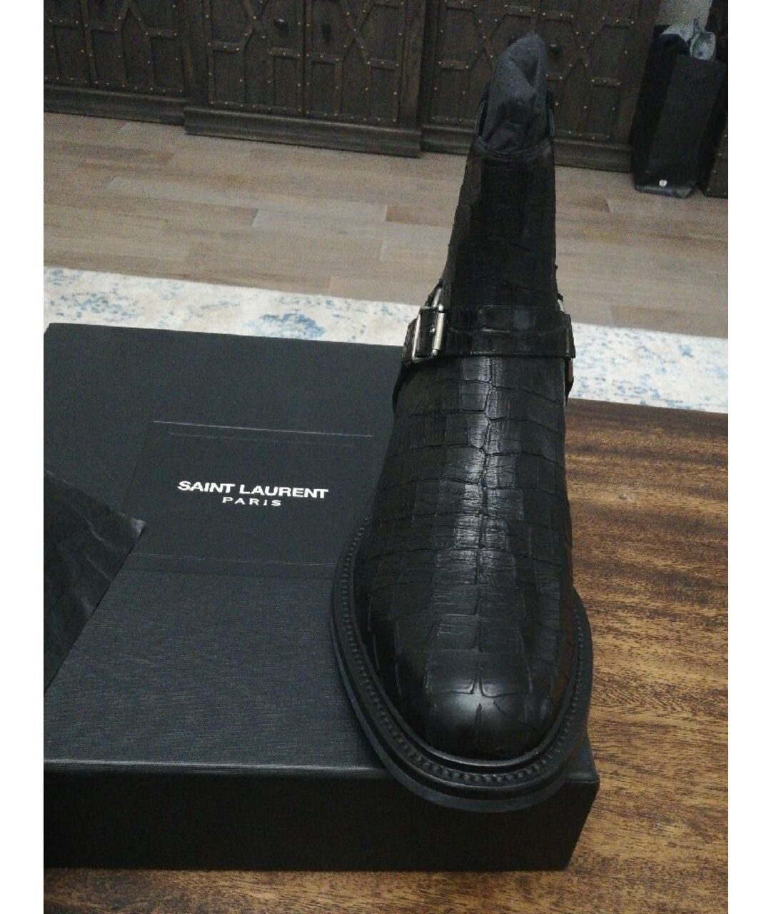 SAINT LAURENT Черные кожаные низкие ботинки, фото 5