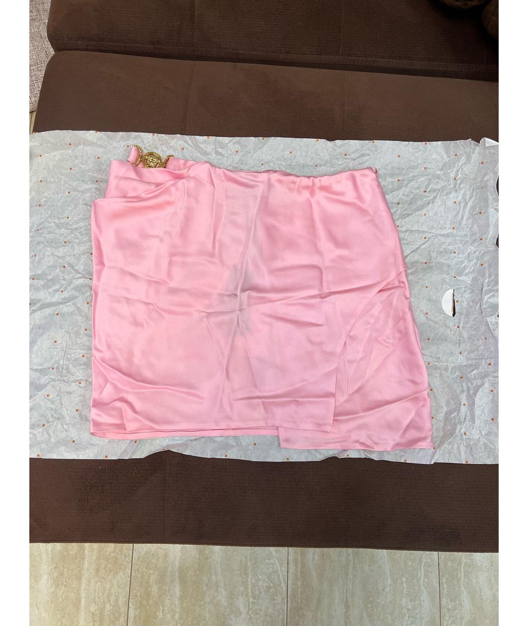 VERSACE Розовая ацетатная юбка мини, фото 2