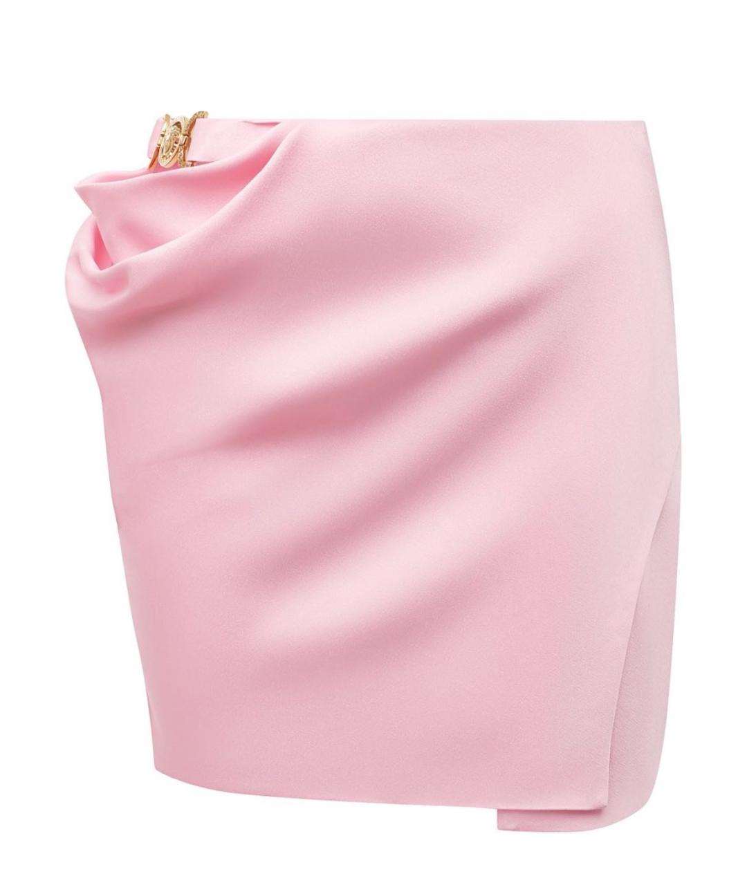 VERSACE Розовая ацетатная юбка мини, фото 1