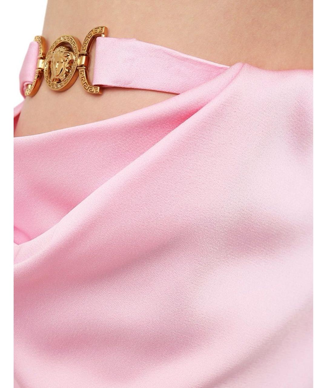 VERSACE Розовая ацетатная юбка мини, фото 6