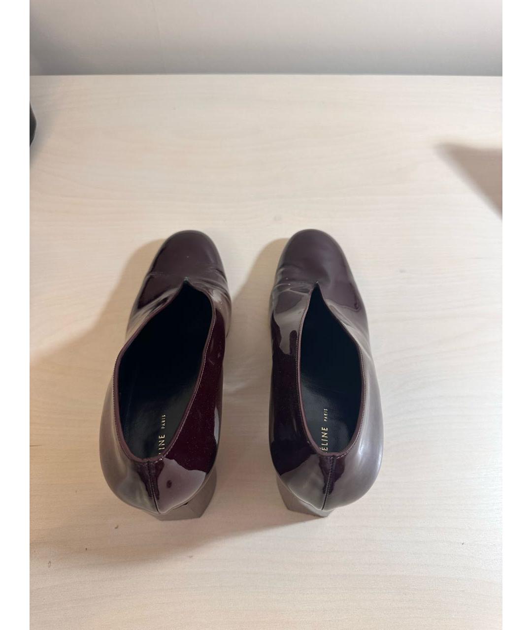 CELINE PRE-OWNED Бордовые туфли из лакированной кожи, фото 3