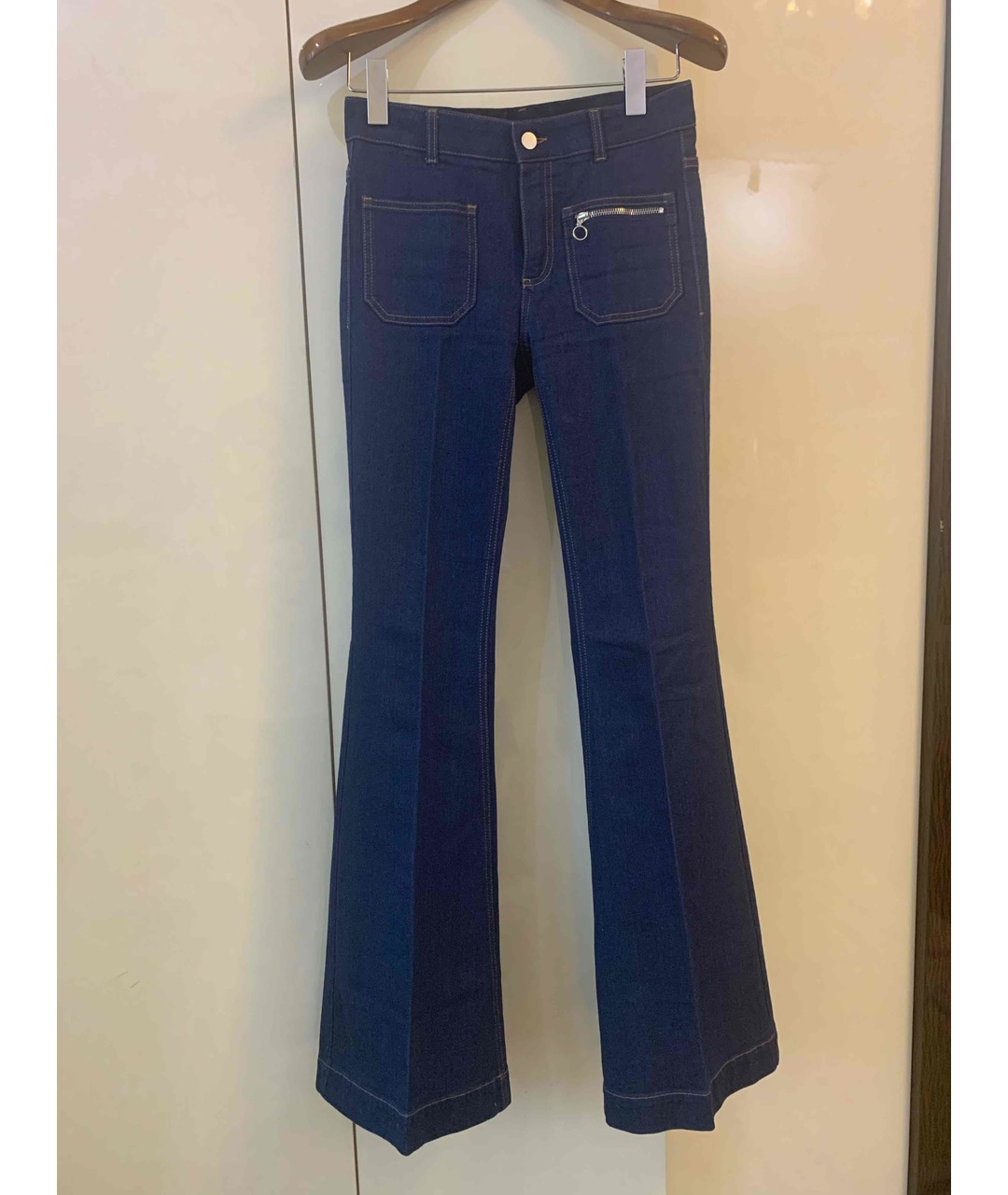 STELLA MCCARTNEY Синие хлопко-эластановые джинсы клеш, фото 5