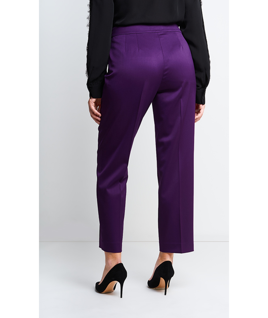 ST. JOHN Фиолетовые шелковые прямые брюки, фото 4