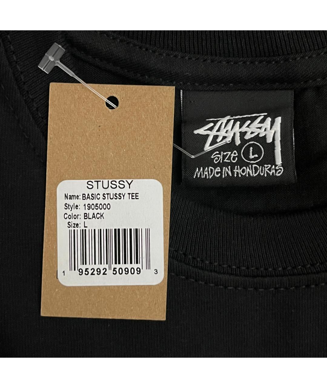 STUSSY Черная хлопковая футболка, фото 3