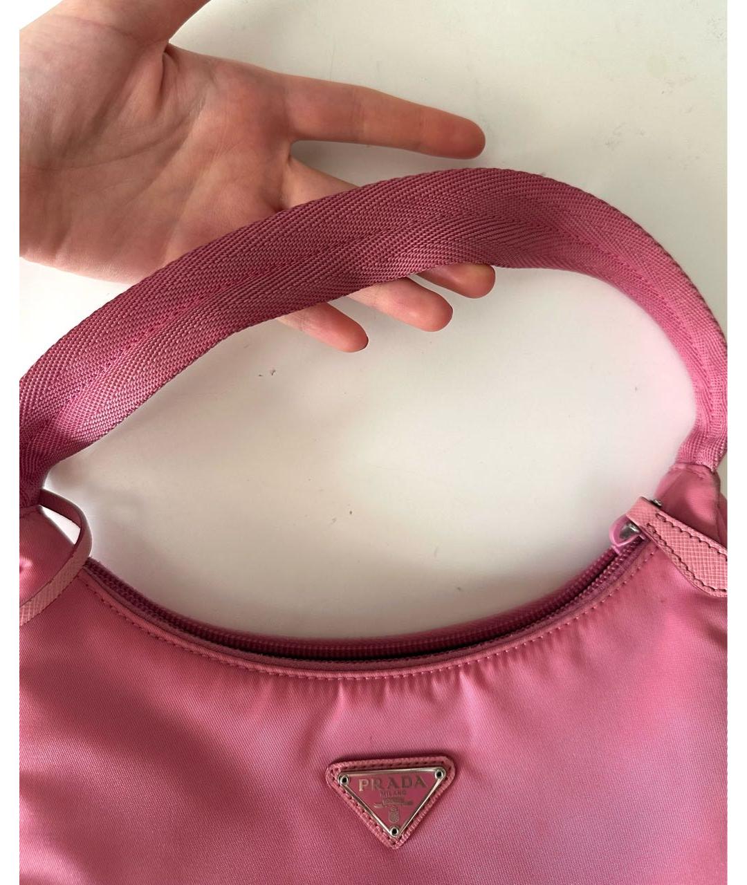 PRADA Розовая синтетическая сумка с короткими ручками, фото 5