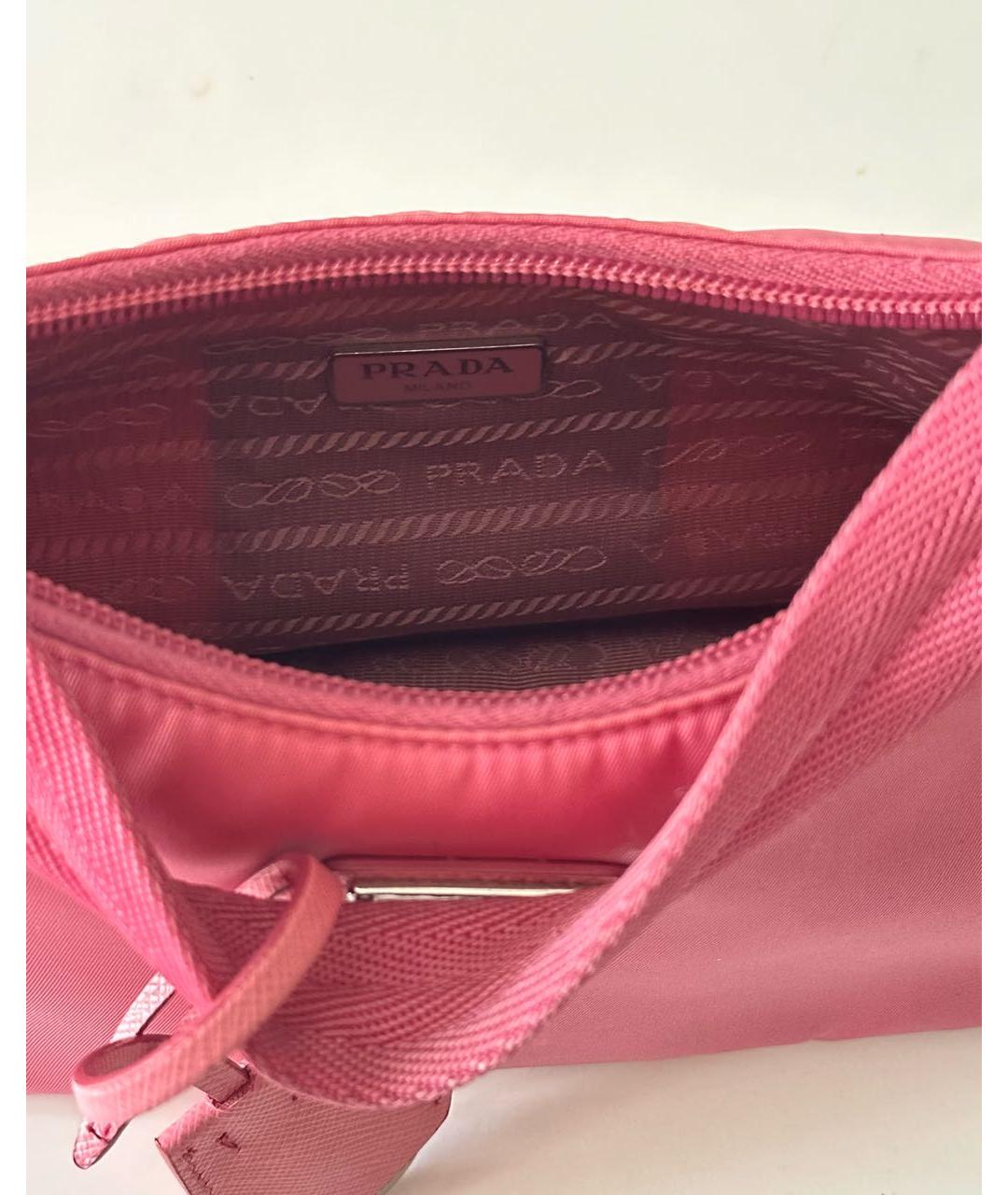 PRADA Розовая синтетическая сумка с короткими ручками, фото 4