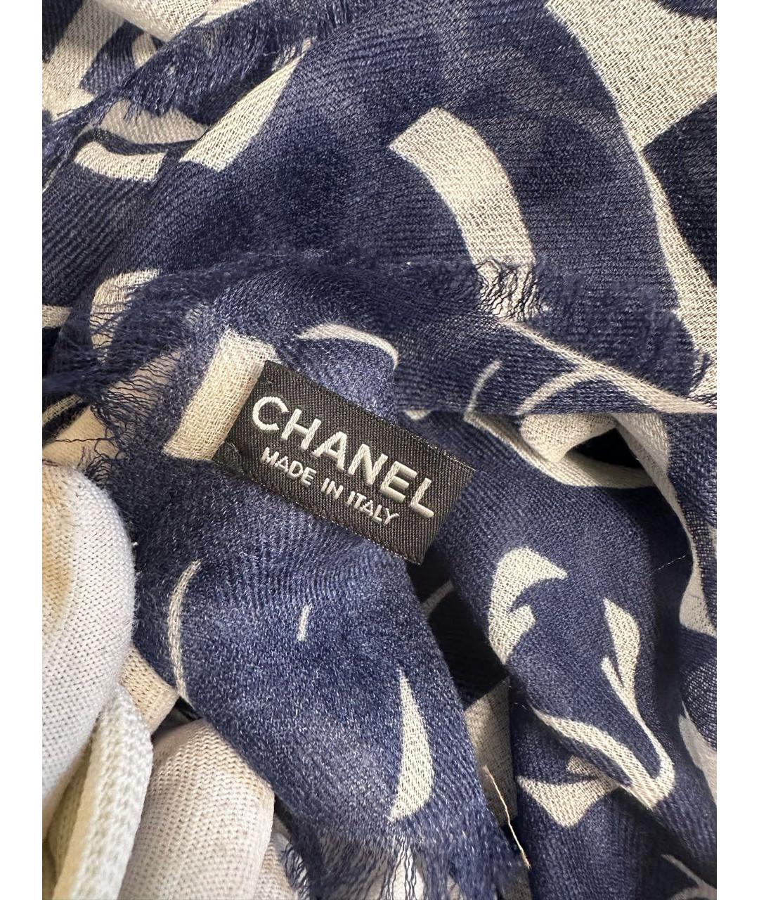 CHANEL Темно-синий кашемировый шарф, фото 3