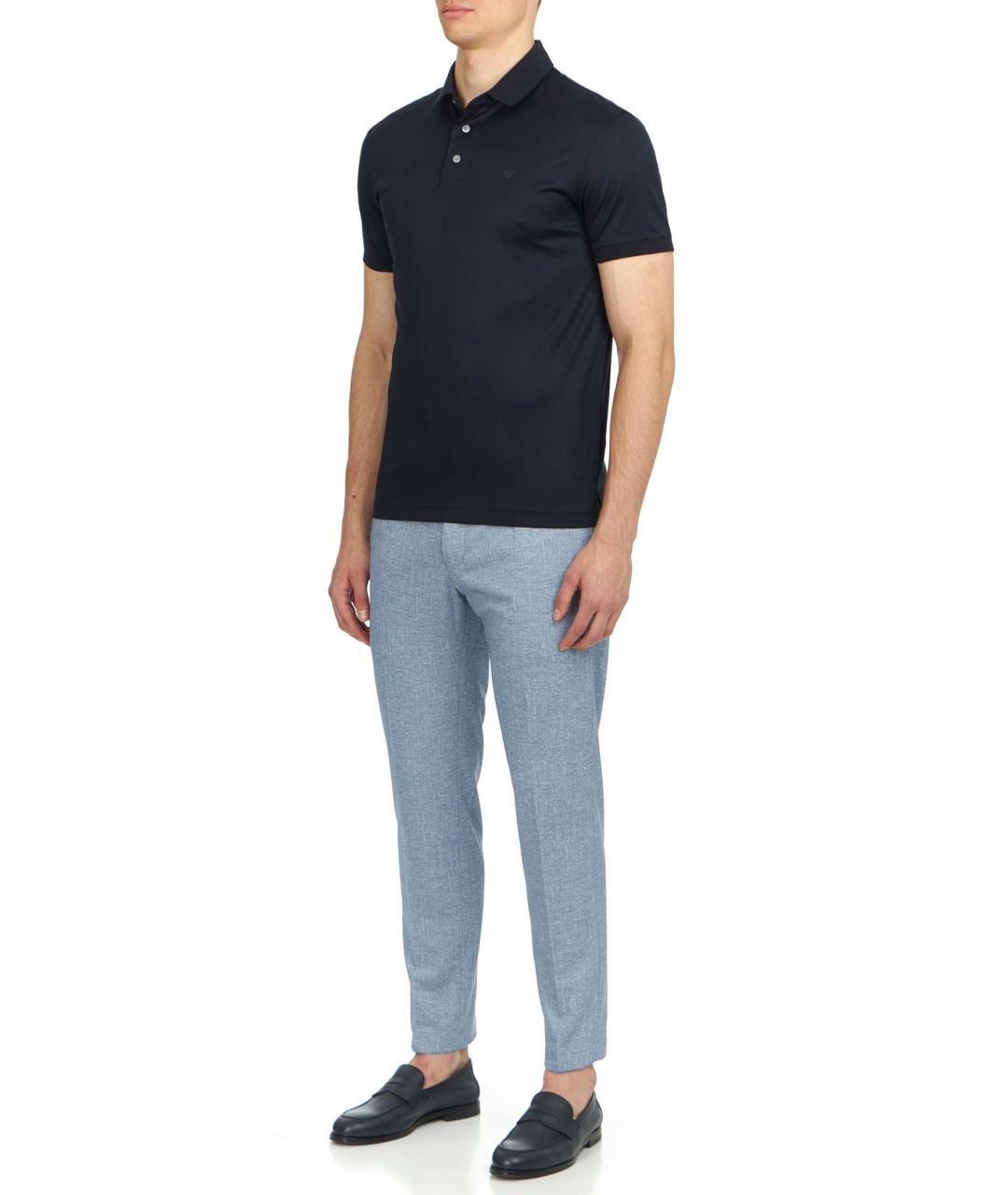 EMPORIO ARMANI Темно-синее поло с коротким рукавом, фото 2