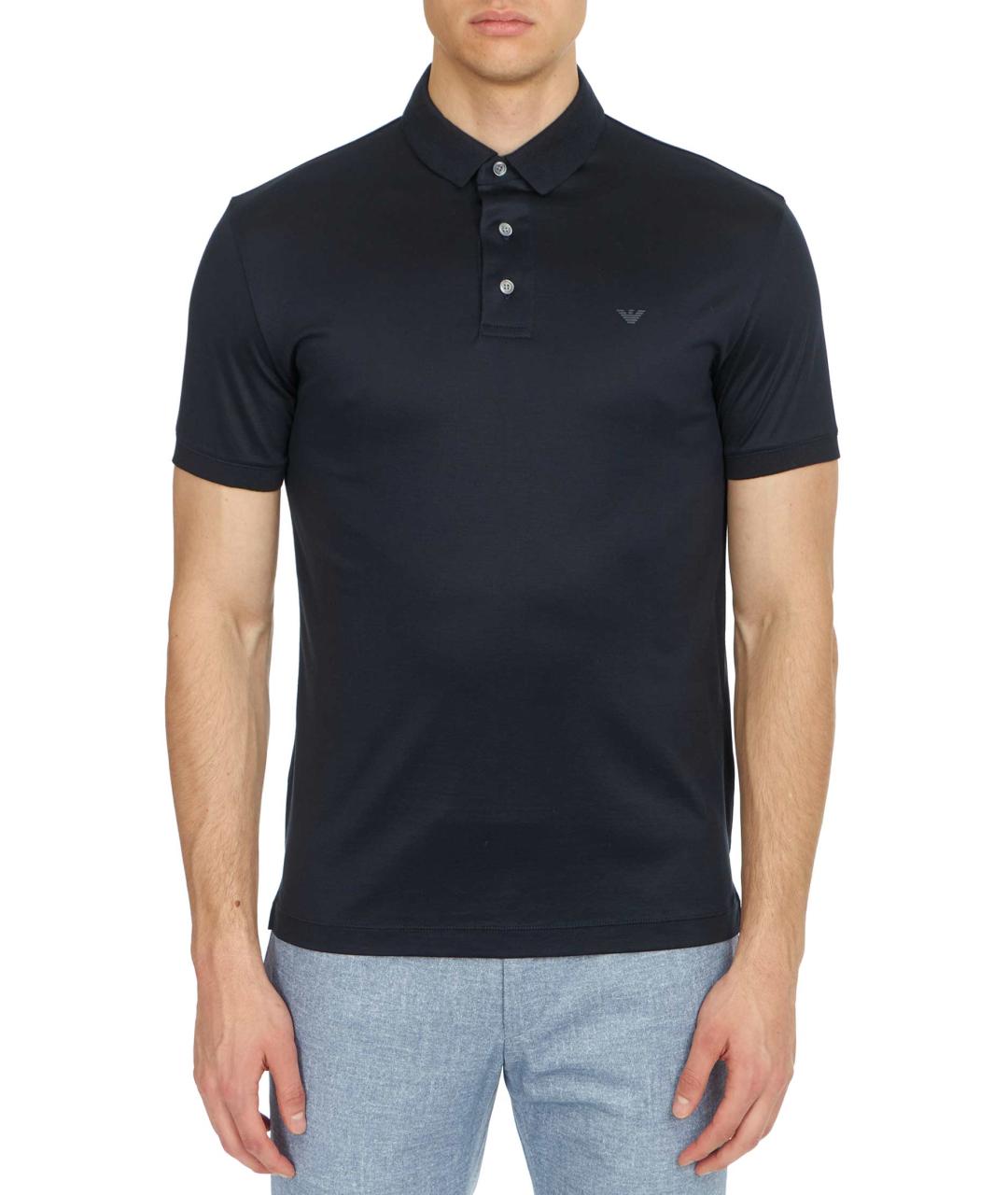 EMPORIO ARMANI Темно-синее поло с коротким рукавом, фото 3