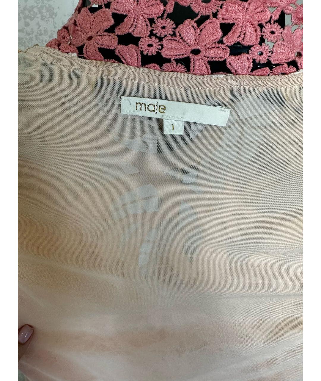 MAJE Розовое кружевное повседневное платье, фото 5