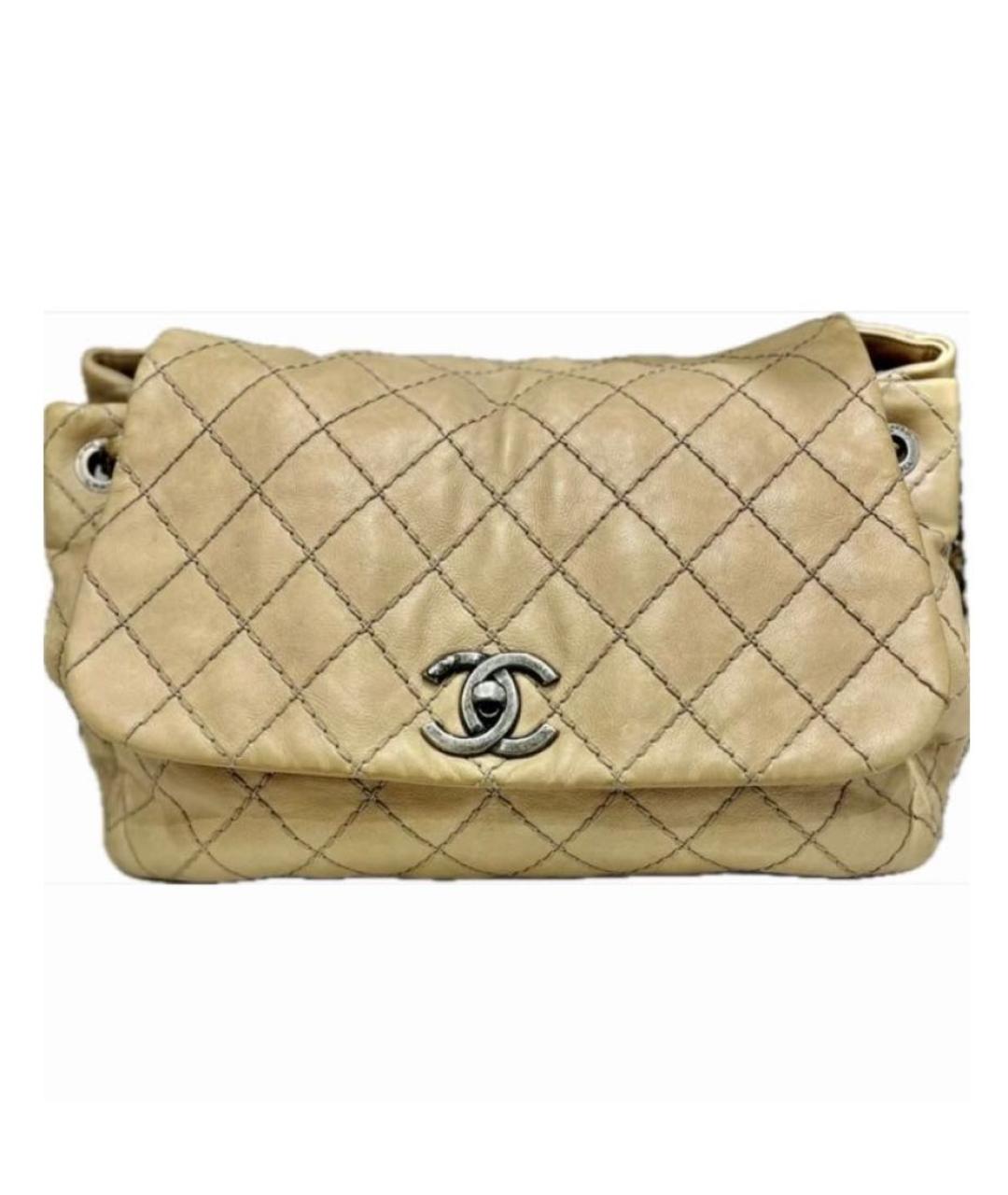 CHANEL Бежевая кожаная сумка тоут, фото 8