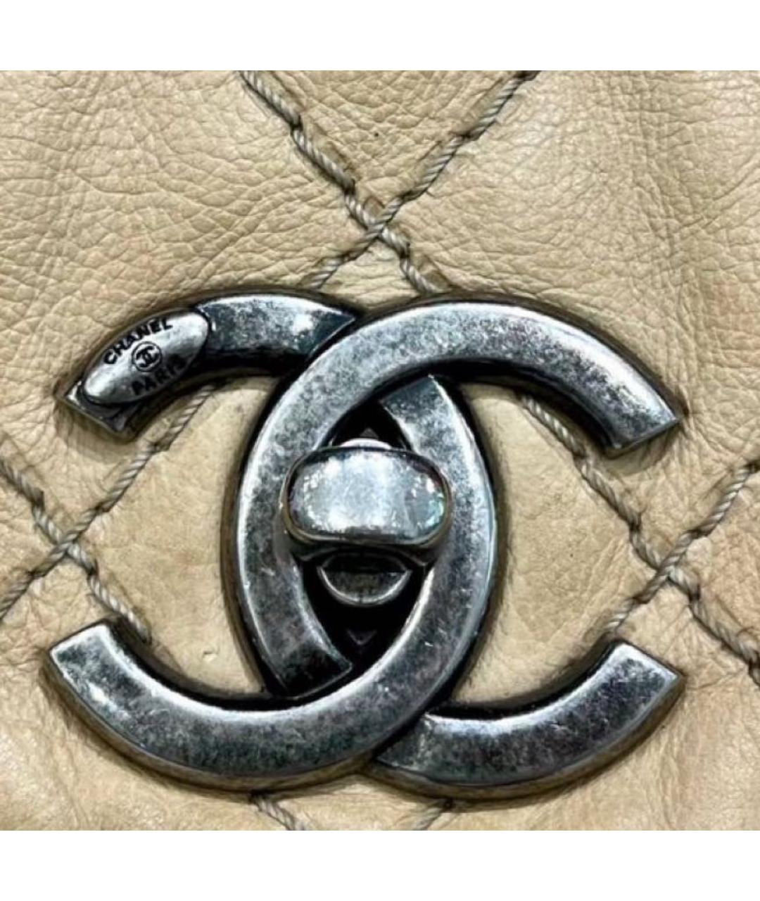 CHANEL Бежевая кожаная сумка тоут, фото 5