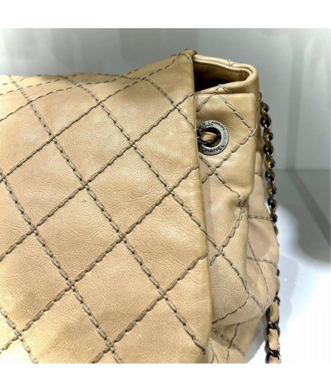 CHANEL Бежевая кожаная сумка тоут, фото 6