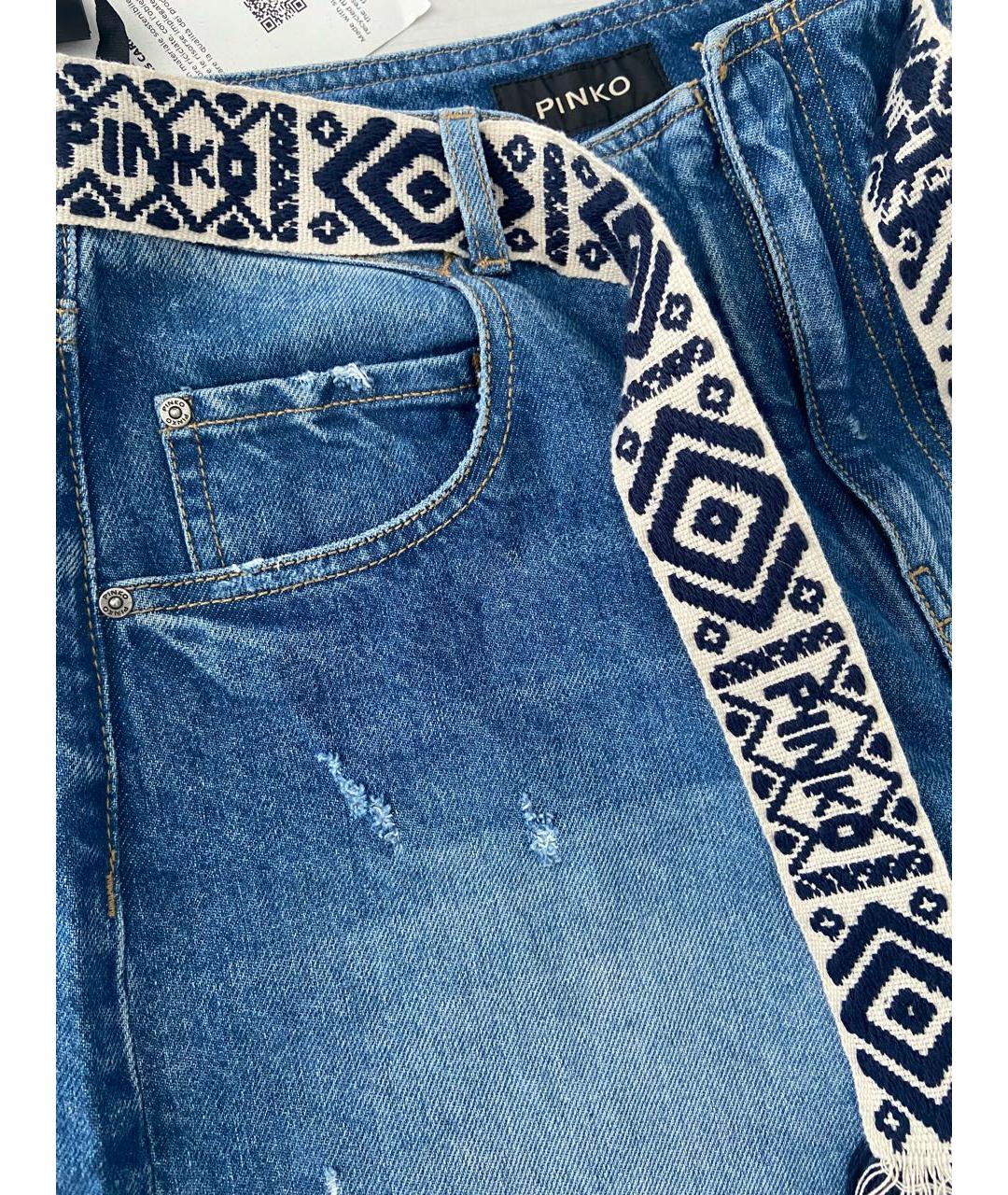 PINKO Синие хлопко-лиоцелловые прямые джинсы, фото 5