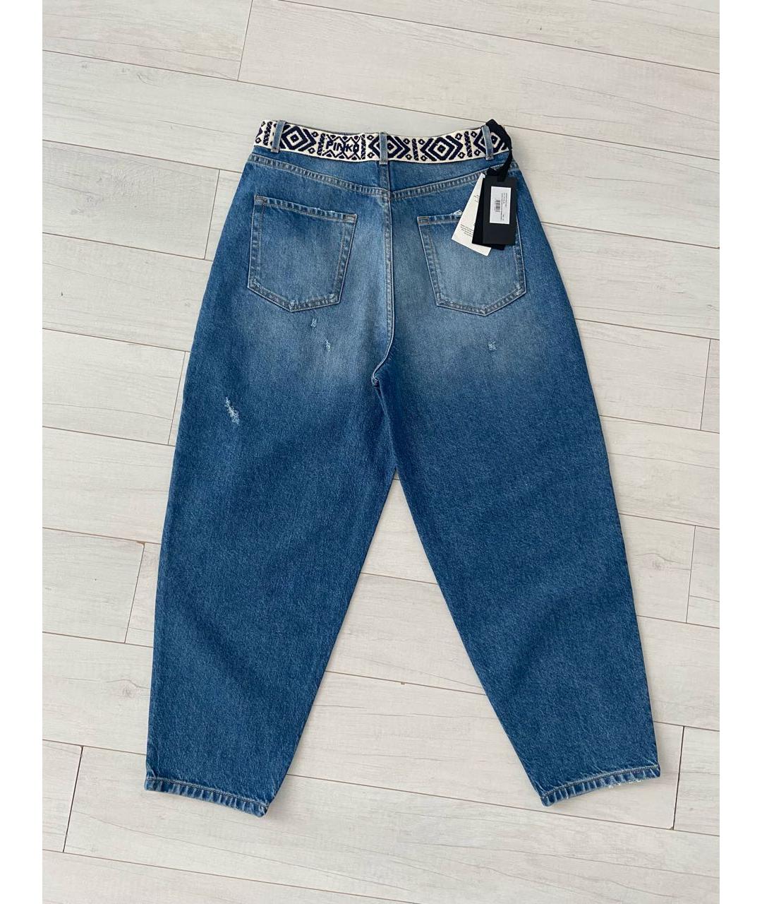 PINKO Синие хлопко-лиоцелловые прямые джинсы, фото 3