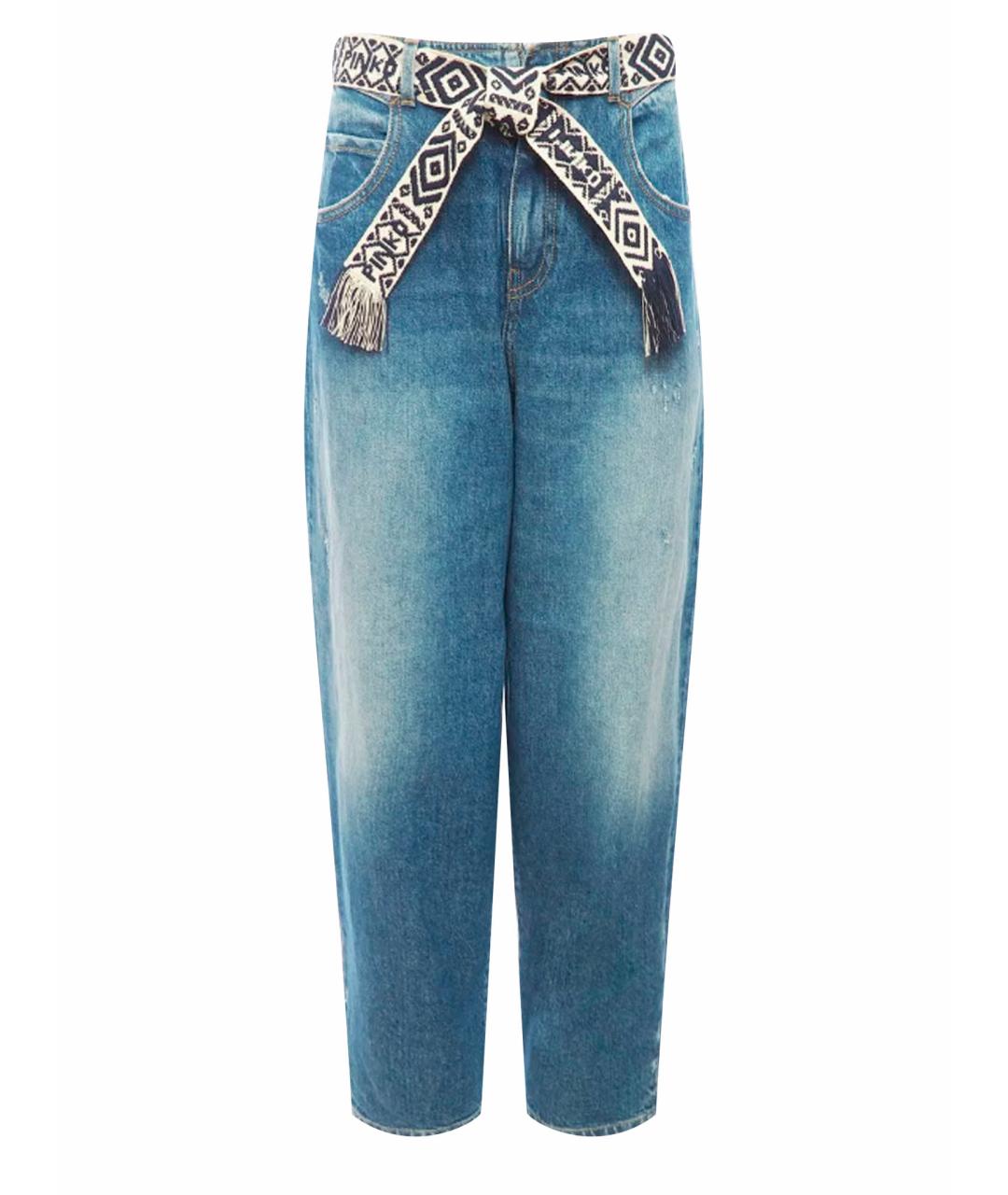 PINKO Синие хлопко-лиоцелловые прямые джинсы, фото 1