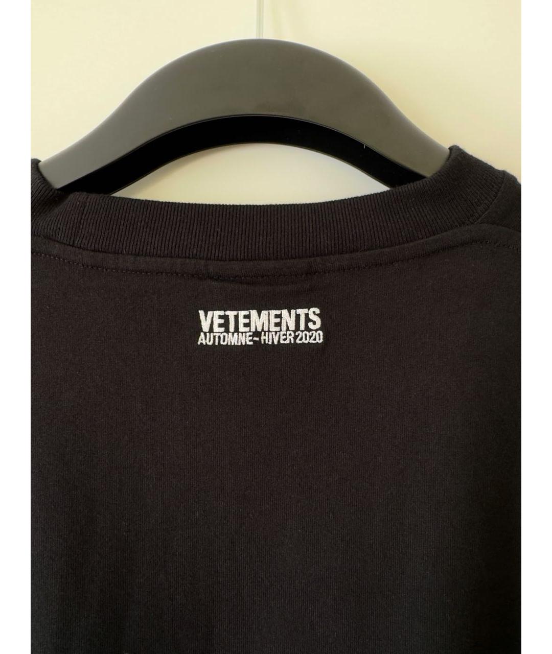 VETEMENTS Черная хлопковая футболка, фото 4