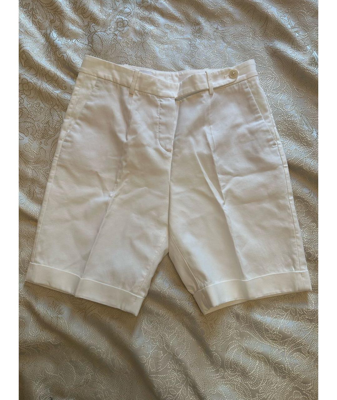 LORO PIANA Белые хлопковые шорты, фото 6