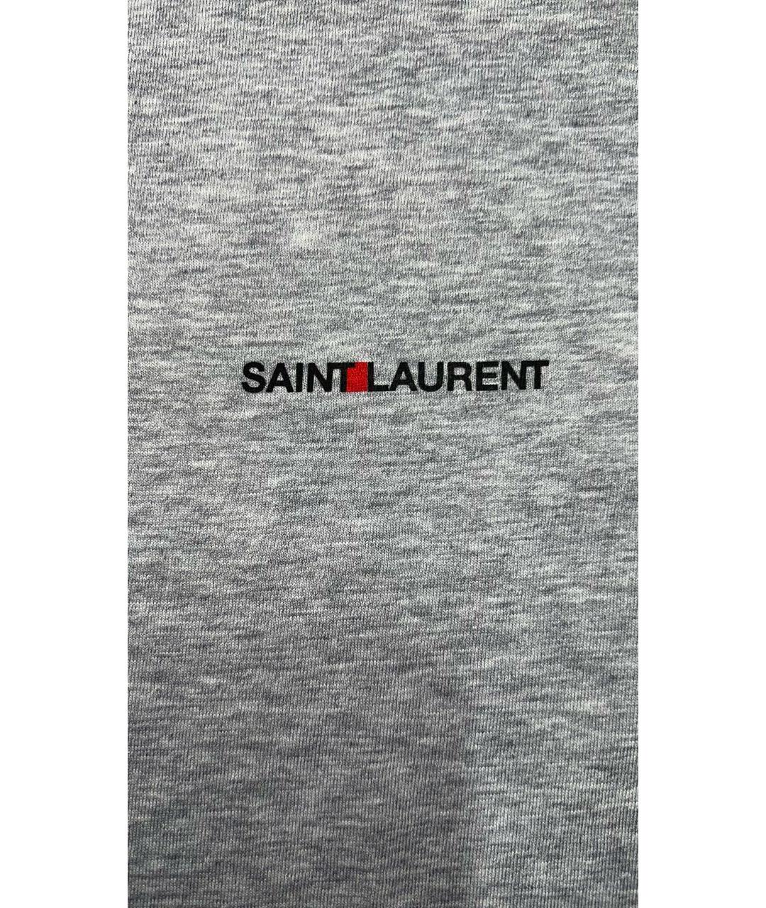 SAINT LAURENT Серая хлопковая футболка, фото 4